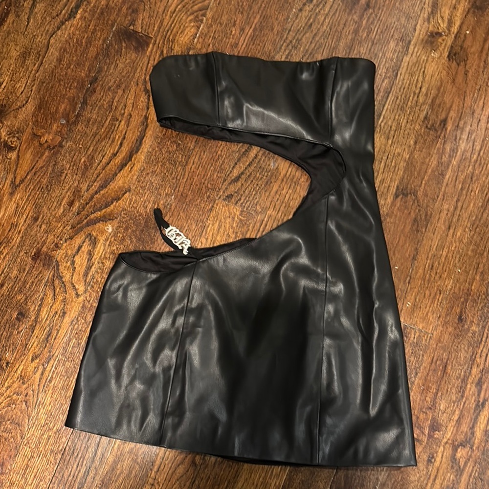 I. AM. GIA Black Cut-Out Faux Leather Dress